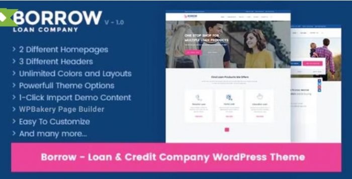Borrow Theme Loan Company Responsive WordPress Theme 1.6.5 - Image 1